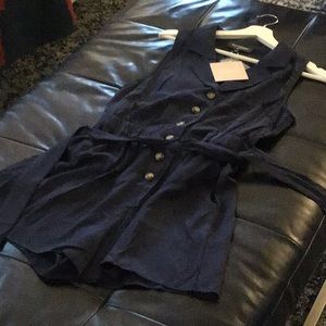 Kittenish Maggy Navy tencel romper